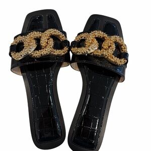 Black and Gold Women's Sandals